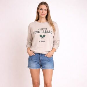 Reflex Pickleball Club Sweatshirt L Beige Preppy Athleisure Pullover
